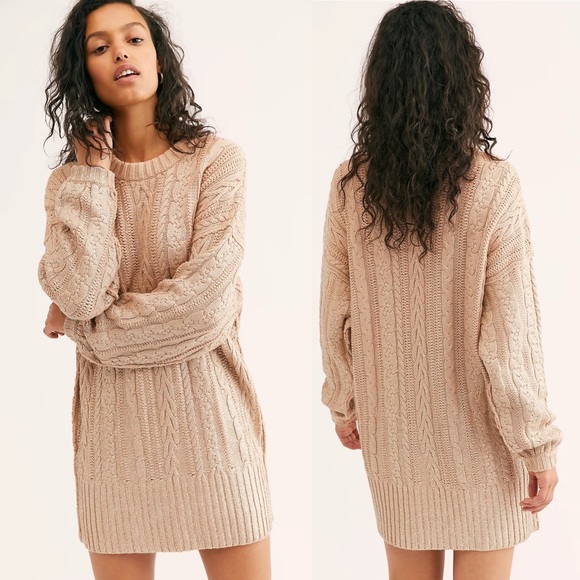 Free People Dresses & Skirts - Free People Good As Gold Cable Knit Tunic Sweater